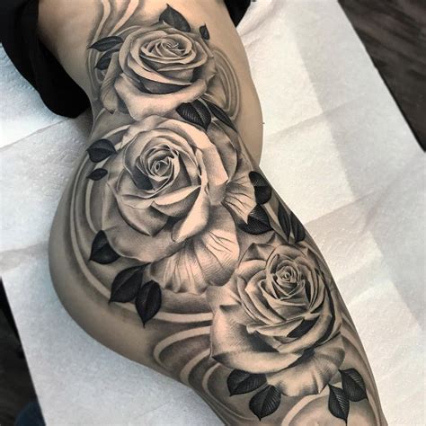 rose hip bum and thigh tattoos|30+ Rose Tattoo Designs For Thigh